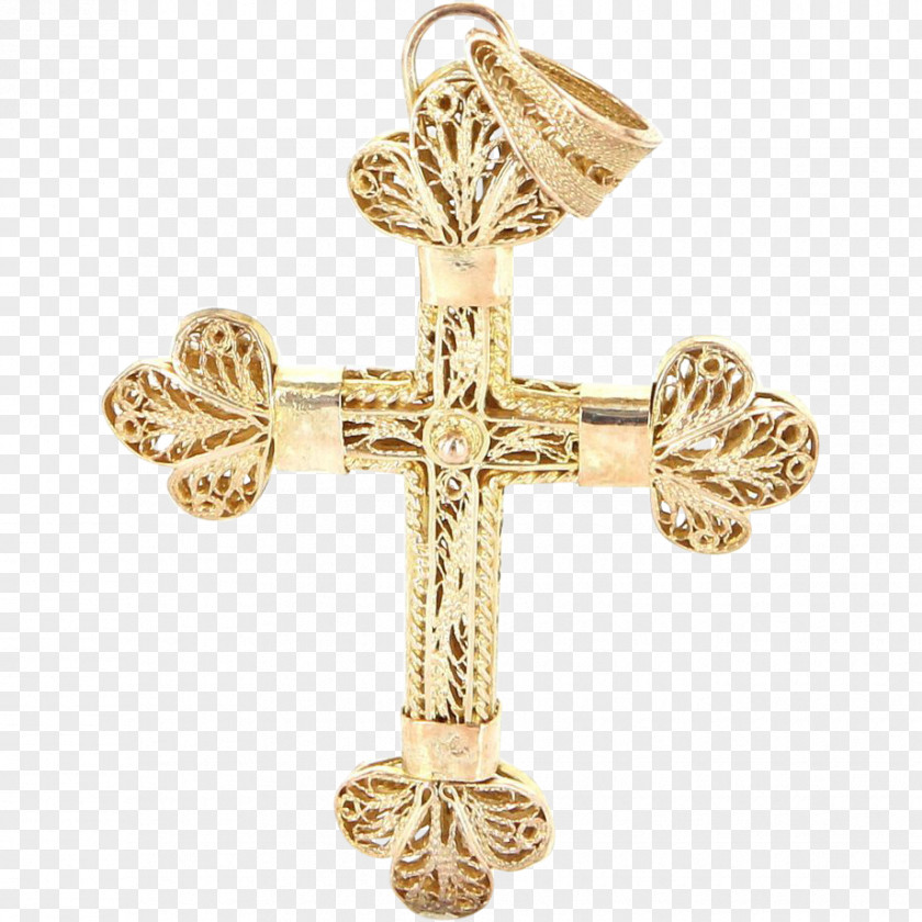 Vintage Gold Body Jewellery Crucifix Artifact 01504 PNG