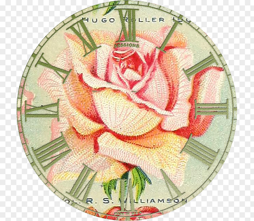 Think Safety Clocks Clock Face Garden Roses Antique Floral Design PNG