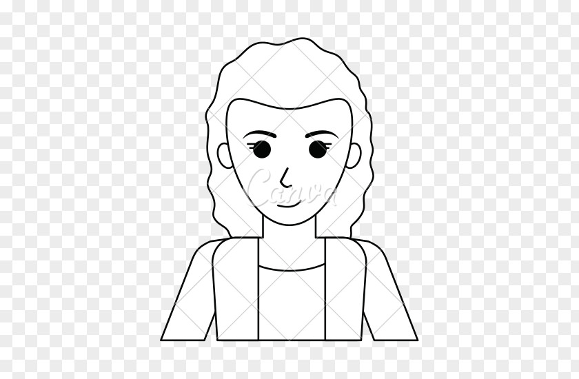 Happy Women Line Art Black And White Facial Expression Monochrome Photography PNG