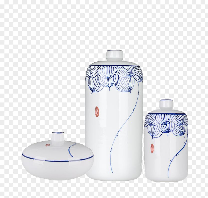 Set Of White Porcelain Vase Ceramic PNG