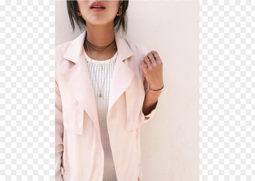 Street Style Sleeve Coat Beige Neck PNG