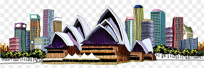 Modern City Sydney Opera House Drawing Painting Illustration PNG