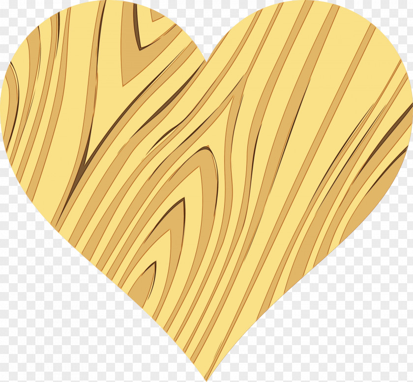 Beige Yellow Wood Heart PNG
