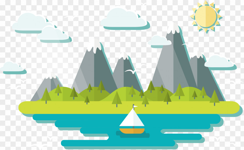 Castle Peak And White Cloud Fukei Illustration PNG