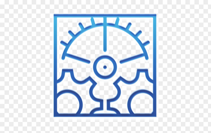 Electric Blue Rectangle Settings Icon Gear Essential Set PNG