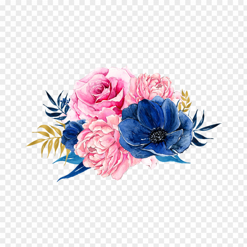Flowers Pink Blue Clip Art PNG