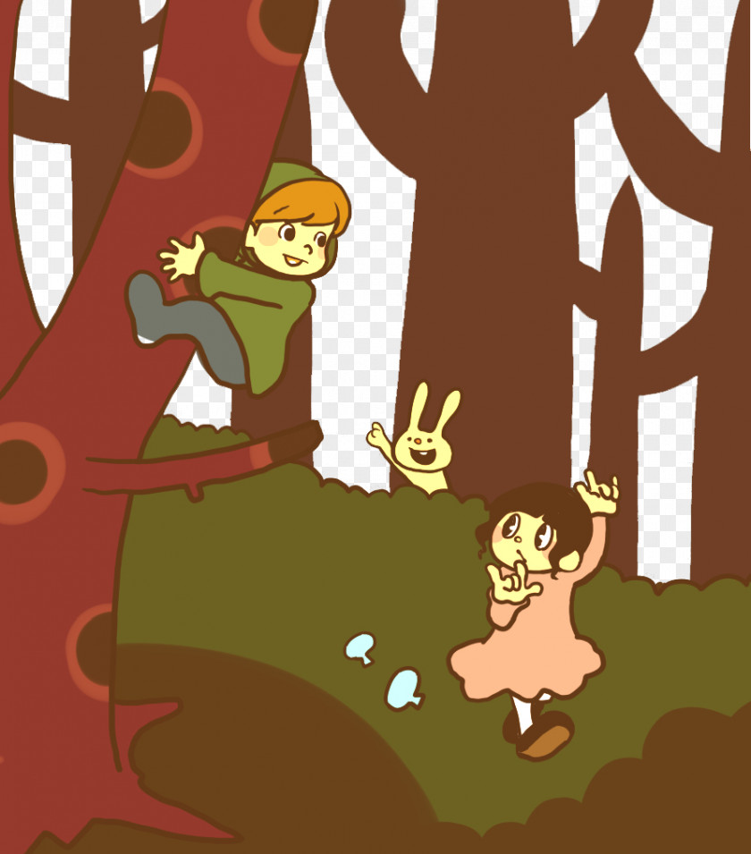 Forest Tree Climbing Boys And Girls Visual Arts Illustration PNG