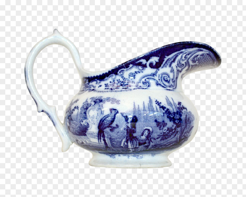 Plate Jug Blue And White Pottery Flow Transferware PNG