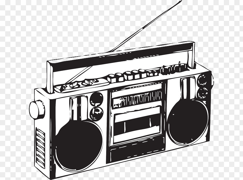 Retro Radio Boombox Compact Cassette Clip Art PNG