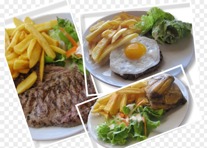 Steak HacHE Full Breakfast French Fries Plate Lunch Dish Restaurant PNG