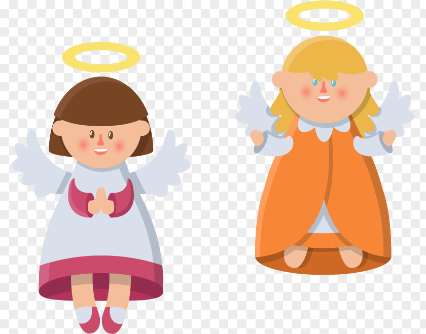 Two Cute Little Angel Christmas PNG