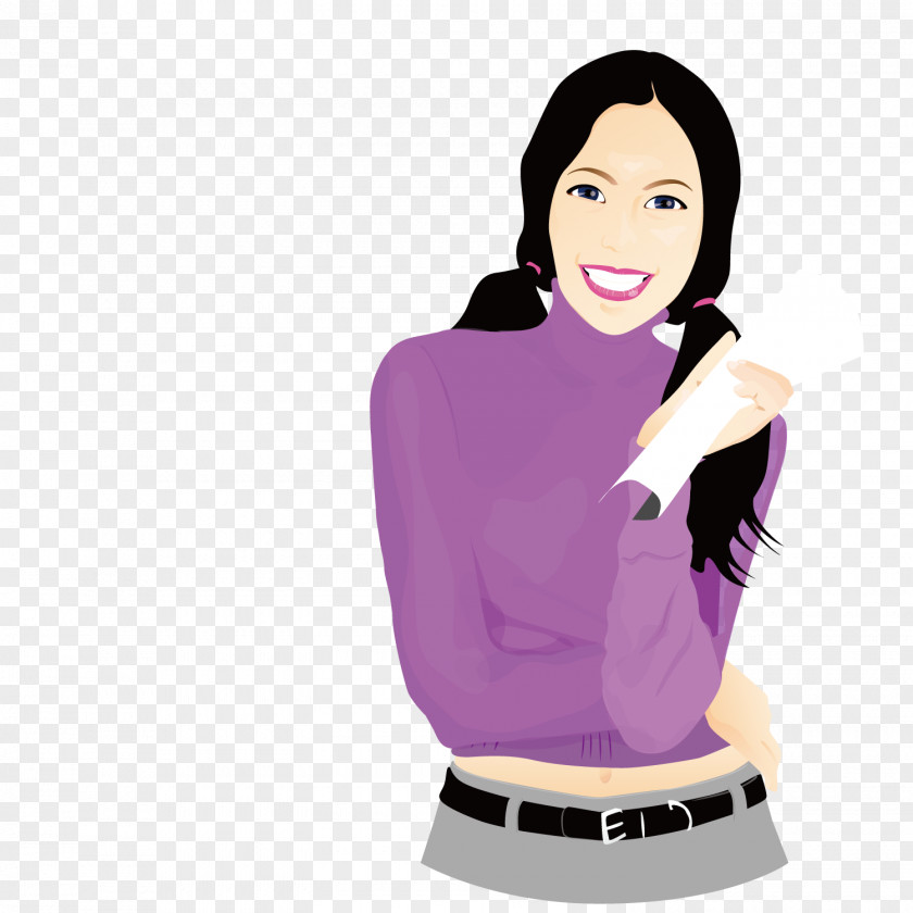 Holding The Smile Of Report Cartoon Illustration PNG