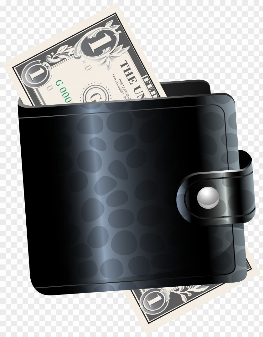 Black Wallet With One Dollar Transparent Clip Art Image Handbag PNG