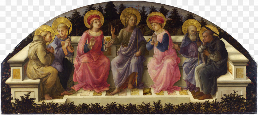 Painting Seven Saints Annunciation Madonna And Child National Gallery PNG