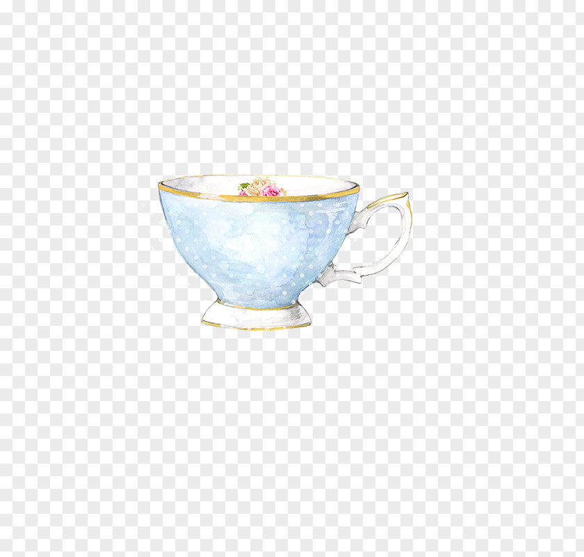 Rose Tea Teapot Watercolor Painting Saucer PNG