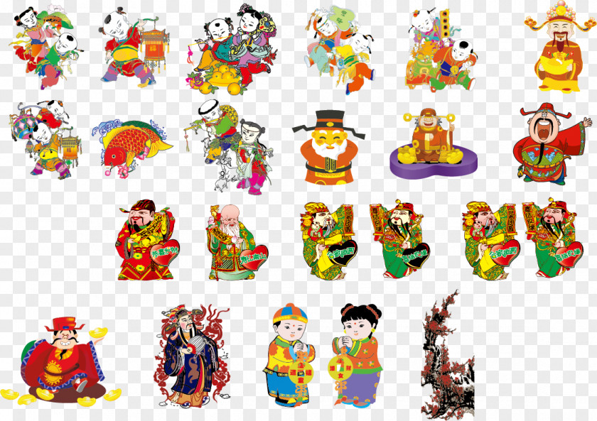 Chinese New Year Style Cartoon Characters Euclidean Vector Illustration PNG