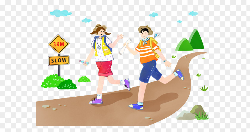Couple Riding A Spring Map Cartoon Illustration PNG