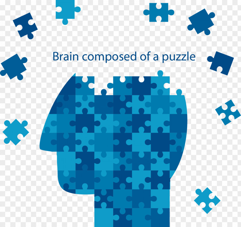 Creative Blue Brain Puzzle Vector Material Interview Sales Experience PNG