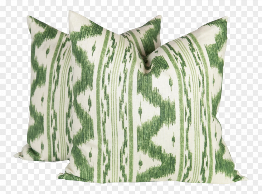 Pillow Throw Pillows Green Ikat PNG