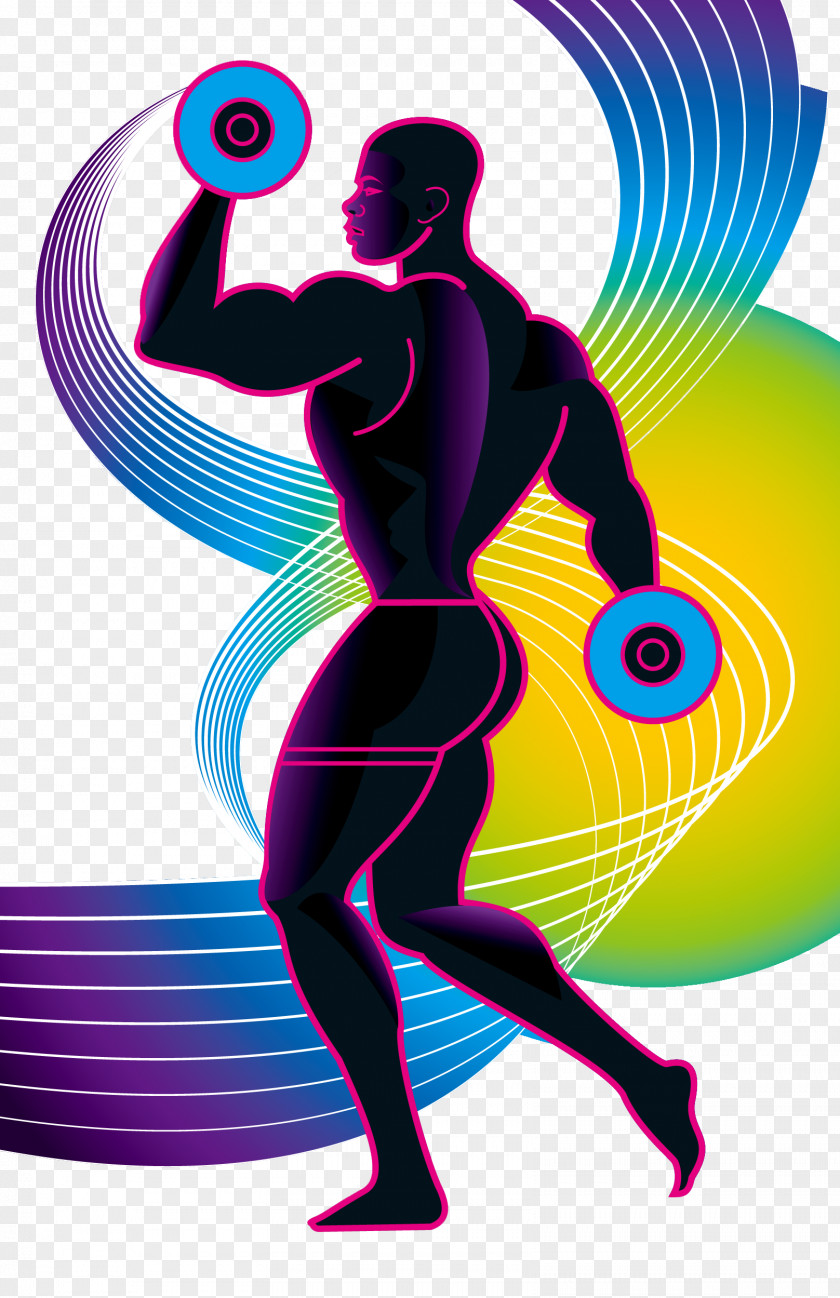Purple Cartoon Clip Dumbbell Muscular Fitness Illustration PNG