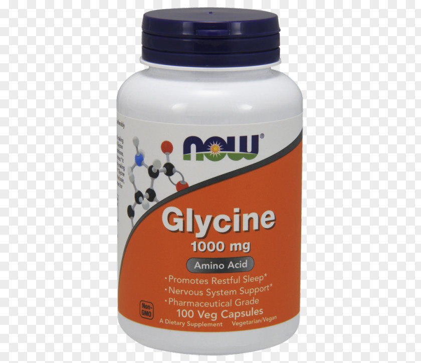 Vegetable Dietary Supplement Glycine Capsule NOW Foods PNG