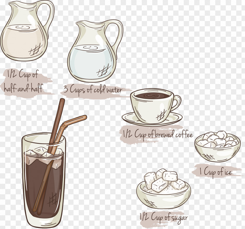 Vector Iced Drinks Menu Coffee Juice Cafe Breakfast PNG