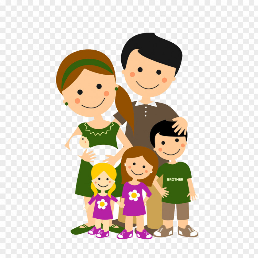 A Family Of Three Cartoon Comics Illustration PNG