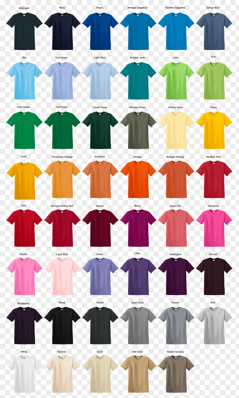 Color Chart T-shirt Gildan Activewear Sleeve Clothing PNG