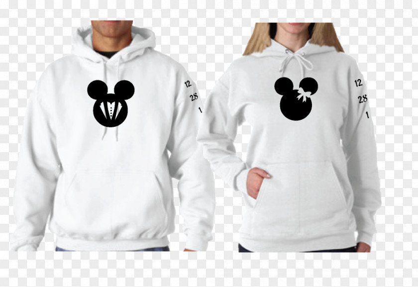Bride And Groom Mickey Mouse Minnie Hoodie T-shirt Sweater PNG
