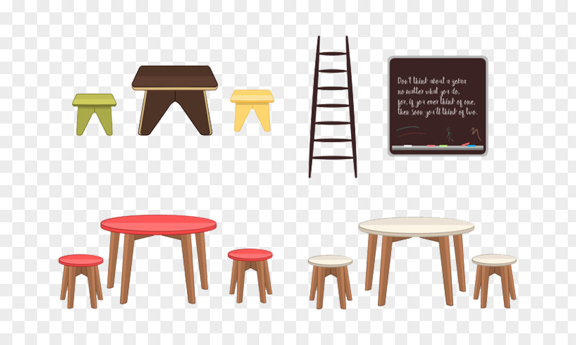Roundtable Minimalist Furniture Ladder Table Chair PNG