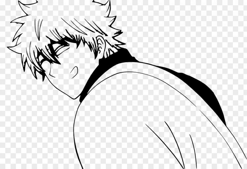 Silhouette Gintoki Sakata Black And White Line Art Gin Tama Coloring Book PNG