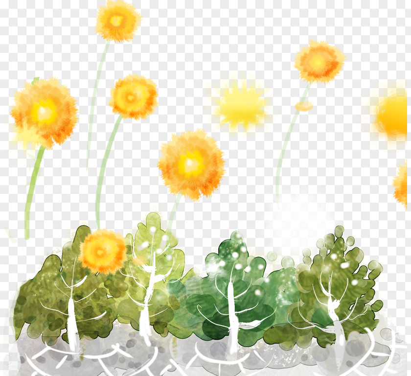 Wildflowers And Grass Illustration Architecture Cartoon PNG