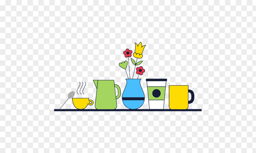 Flower Vase Kettle Cups Coffee Table Euclidean Vector PNG