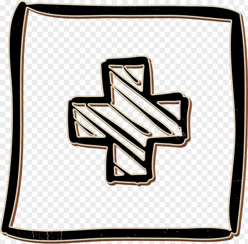 Interface Icon Social Media Hand Drawn Pharmacy Cross Sketched Sign In Square Button PNG