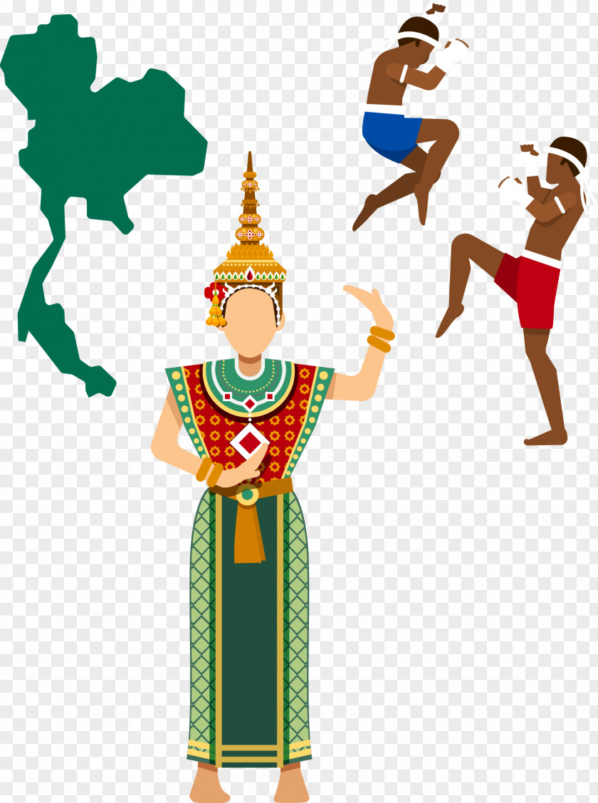 Muay Thai Buddhism Cartoon Vector Material Bangkok Map Royalty-free PNG