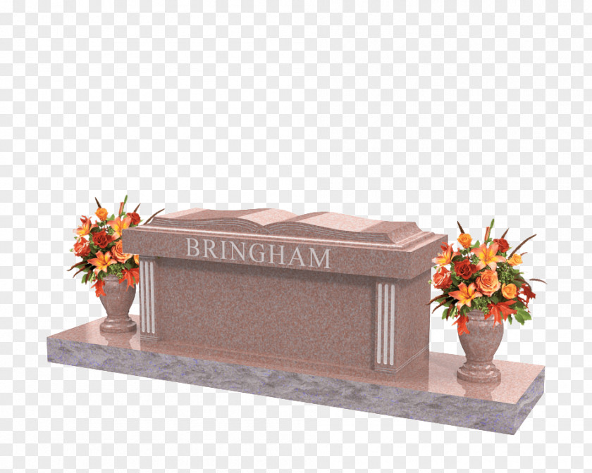 Stone Bench Headstone Memorial Autumn Floristry PNG