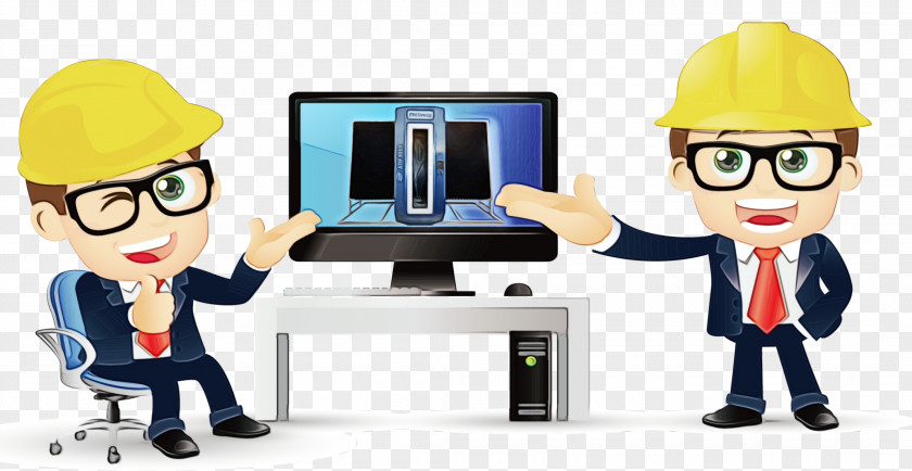 Desktop Computer Whitecollar Worker Engineer Cartoon PNG