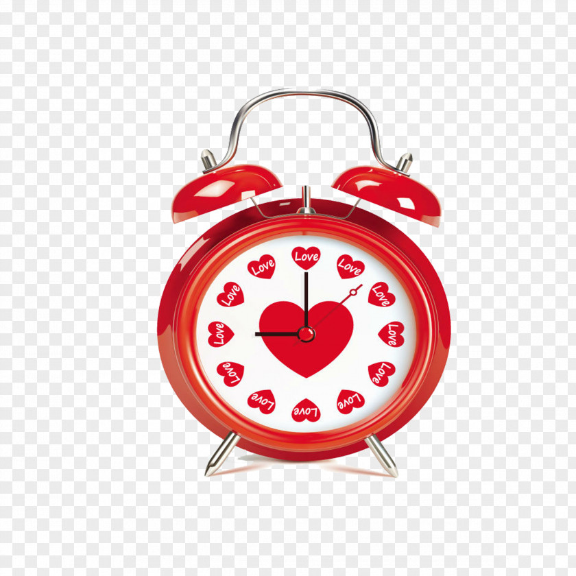 Red Alarm Clock Heart Clip Art PNG