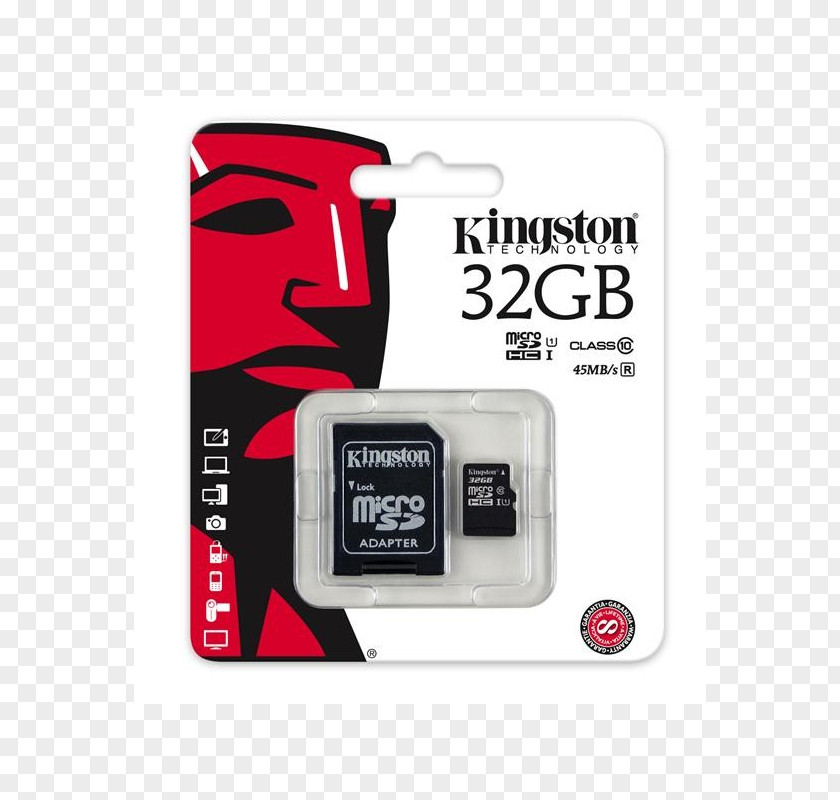 Flash Memory Cards Kingston MicroSDHC/microSDXC Class 10 UHS-I Secure Digital Technology PNG