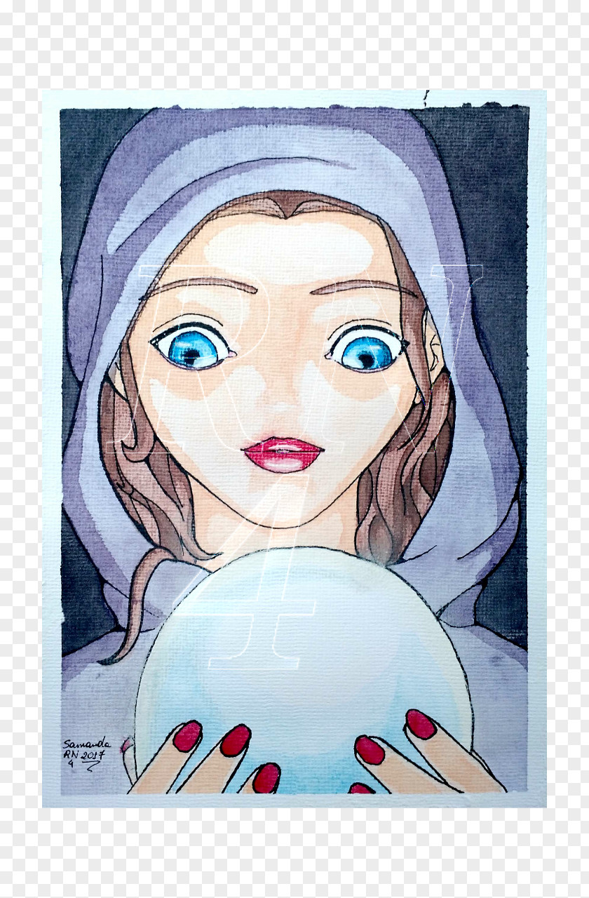 Magic Orb Eye Watercolor Painting Portrait Art PNG