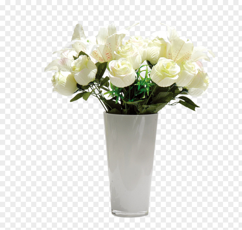 White Roses Flower Vase Floral Design PNG