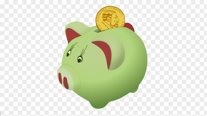 Green Piggy Bank Saving Clip Art PNG