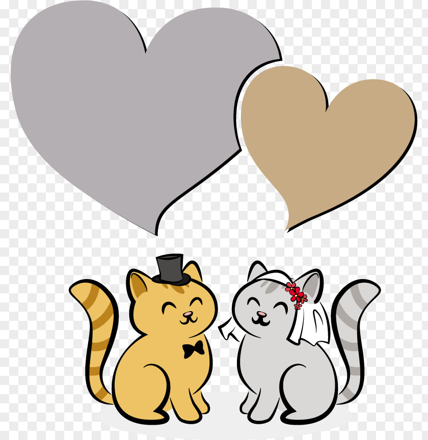 Vector Wedding Love Cats Cat Marriage Clip Art PNG