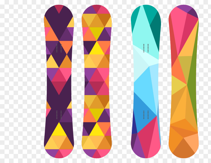 Colored Blocks Snowboard Ski Download PNG