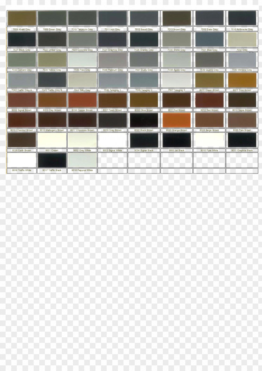 Paint RAL Colour Standard Color Chart Electronic Code Pantone PNG
