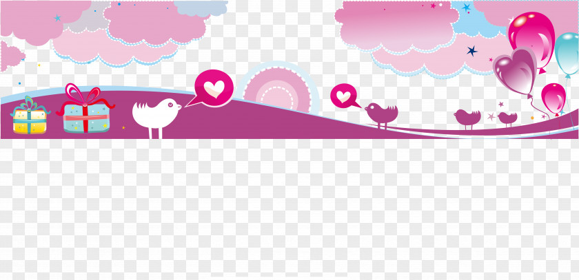 Vector Pink Chick Web Banner Cuteness Heart PNG