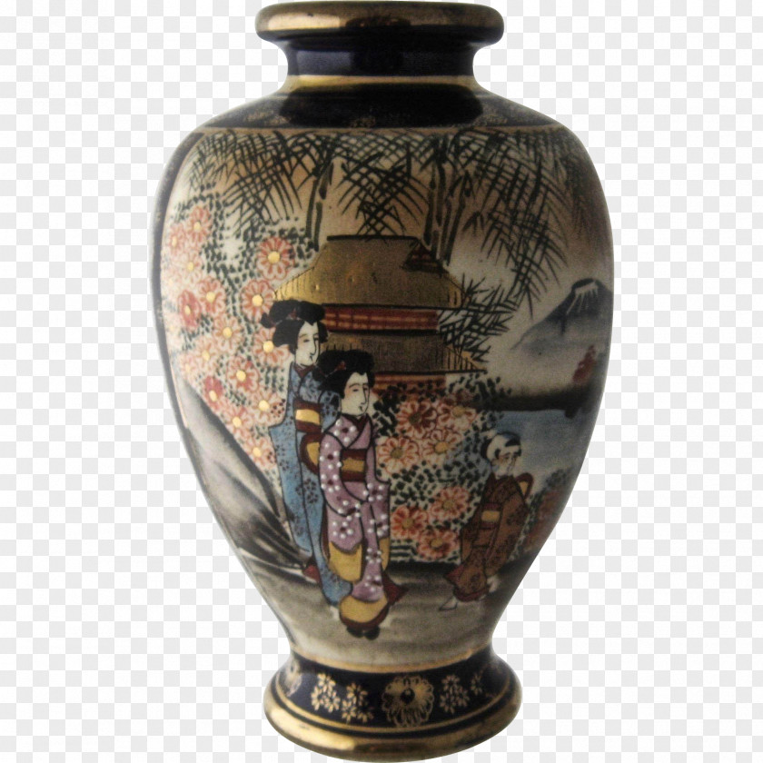 Vase Ceramic Pottery Satsuma Ware Paint PNG