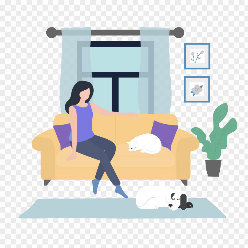 Couch Interior Design Cat Drawing PNG