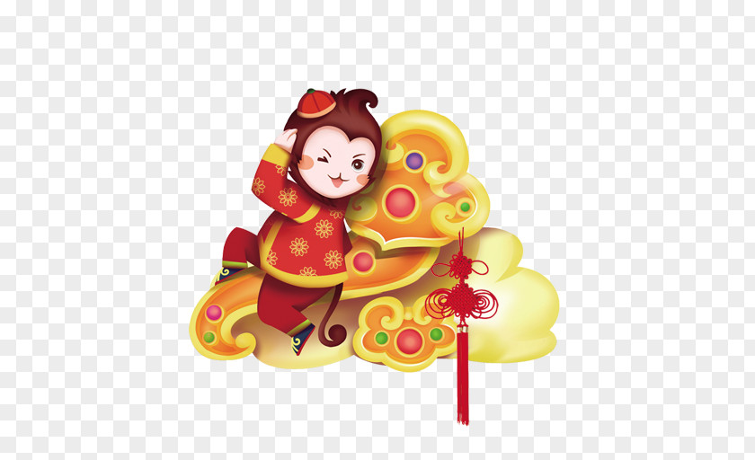 Happy Monkey Ruyi Chinese New Year PNG
