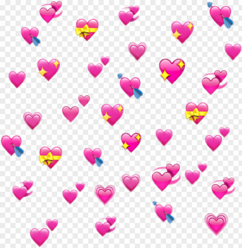 Magenta Petal Heart Emoji Background PNG